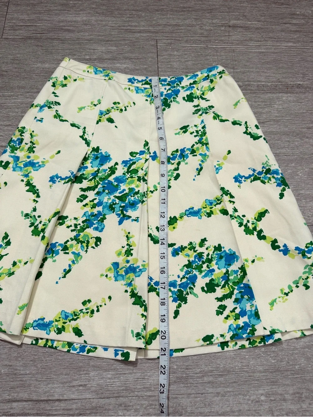 Ann‎ Taylor Petite Blue Green Floral A-Line Mini Skirt Preppy Spring 4P